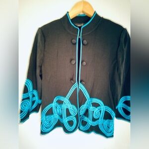 Ming Wang Black Jacket with Blue Accents